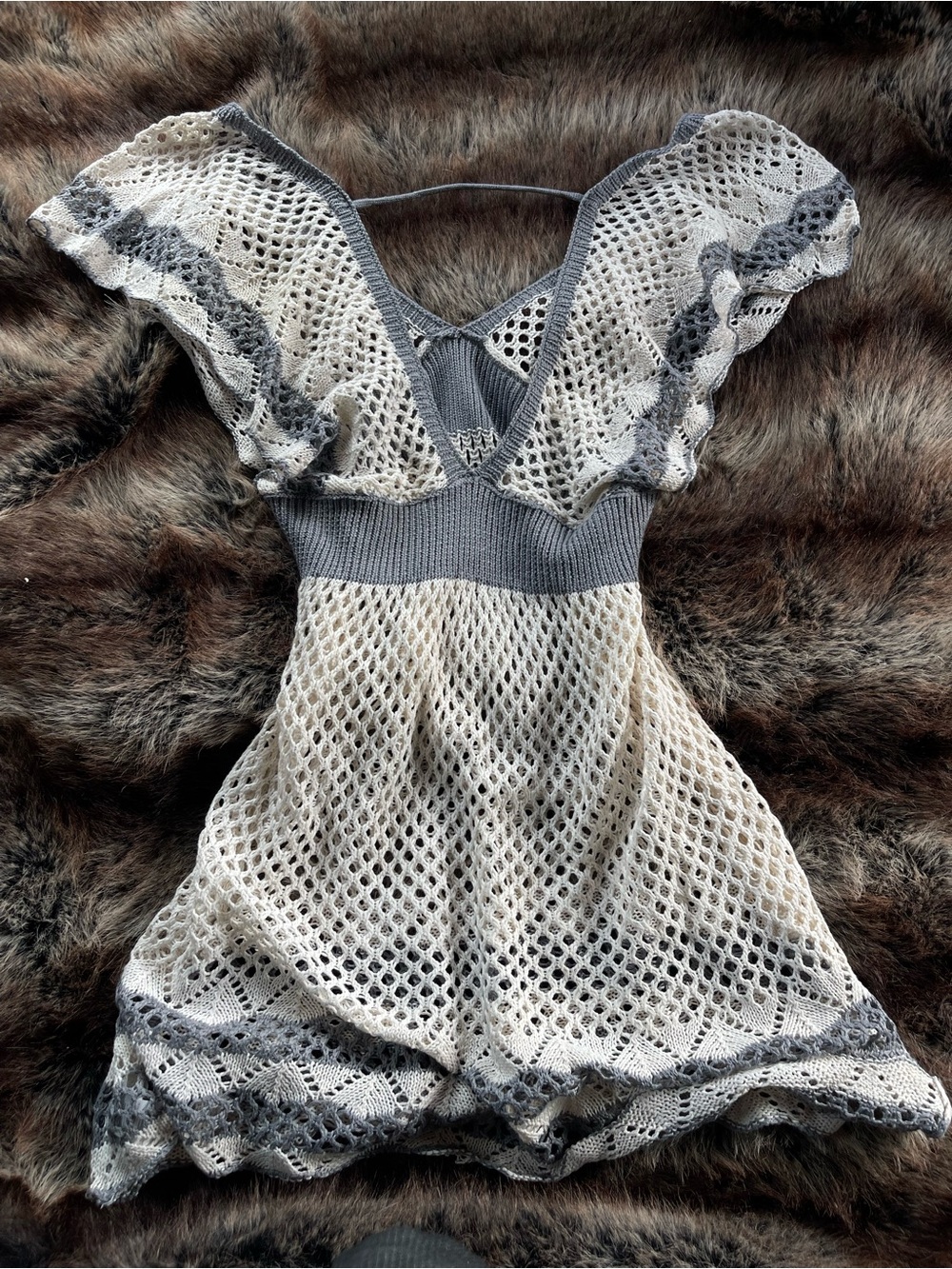 Vintage Crochet V-Neck Summer Dress
